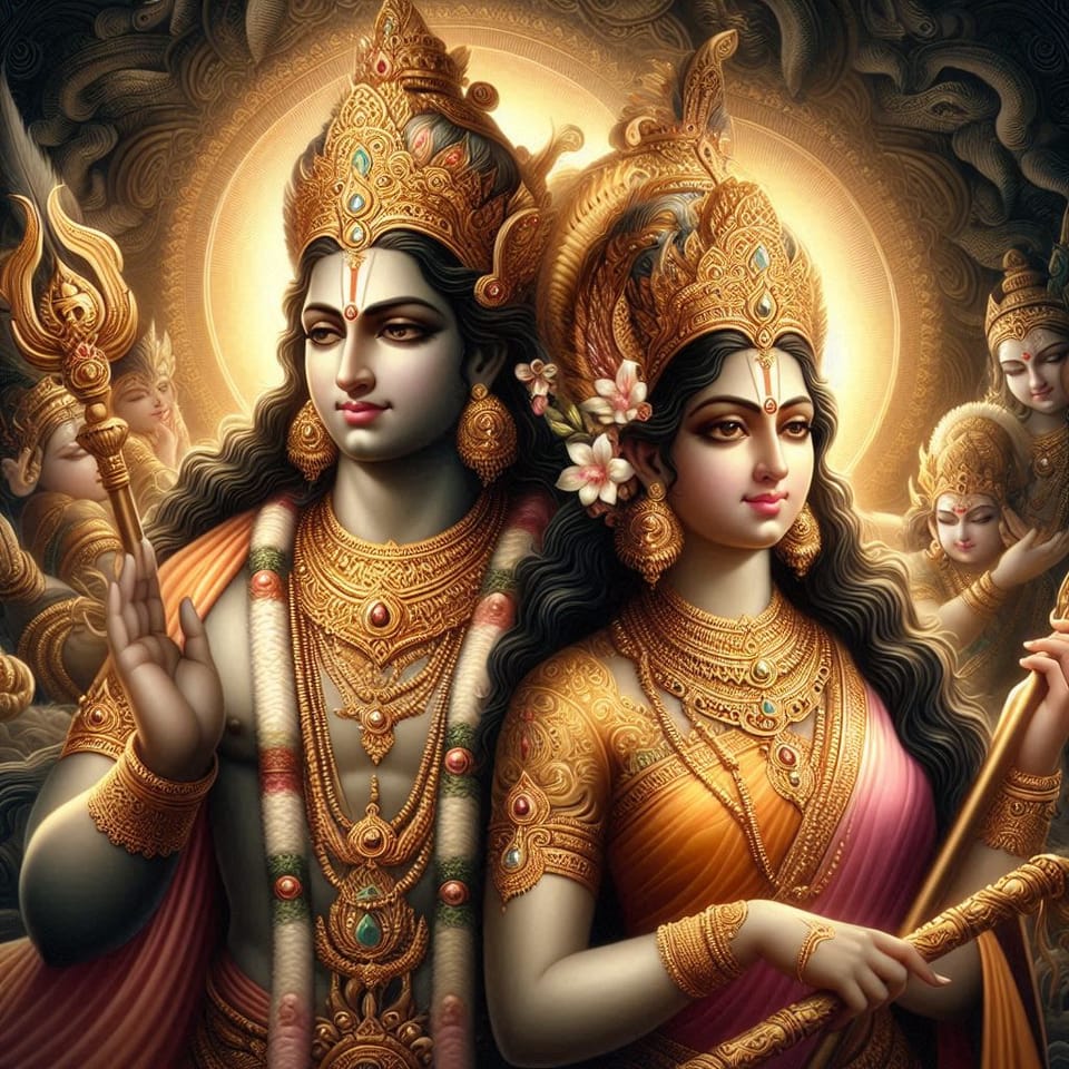 Puranas - Brahma and Sarasvati: The Divine Union of Creation and Wisdom